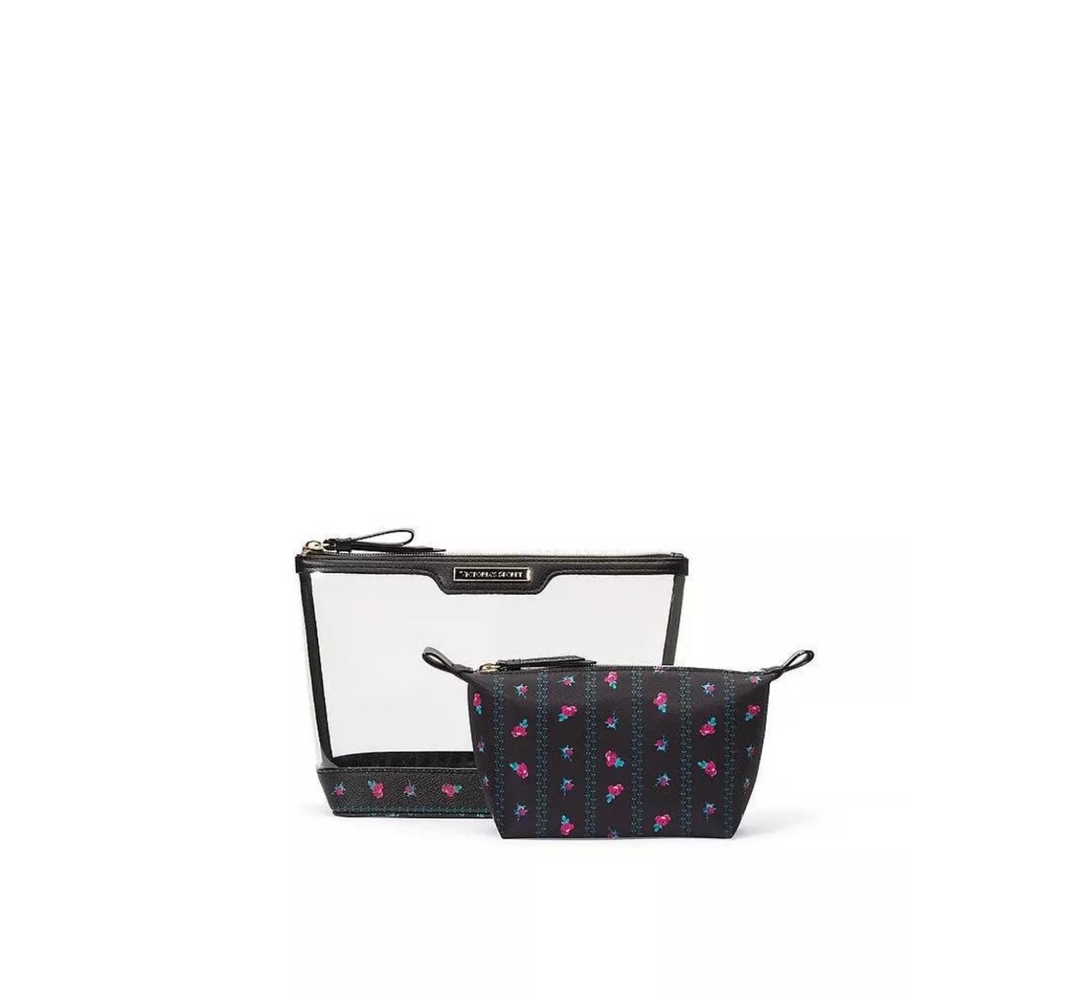 Косметичка Victoria's Secret 2 у 1 AM PM Beauty Bag Duo Black Roses print
