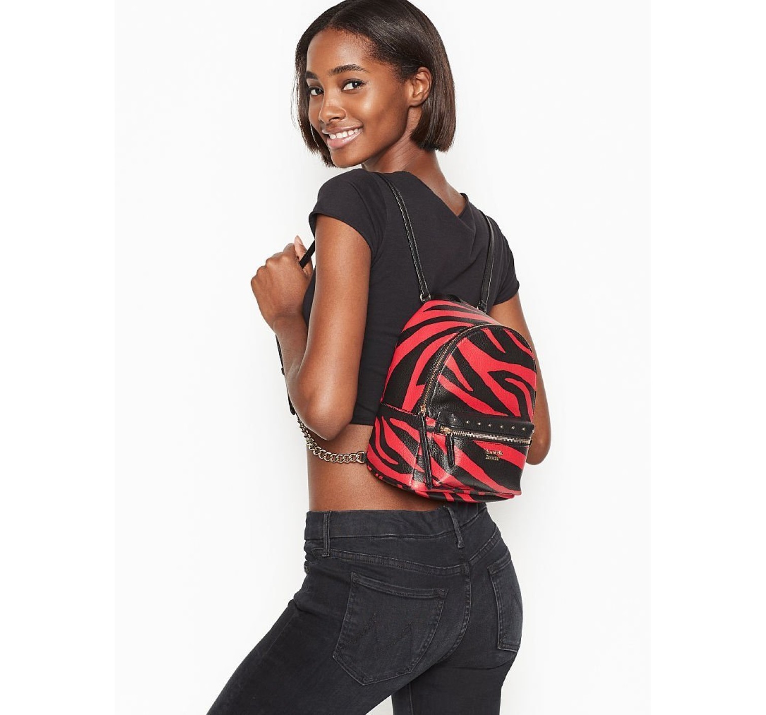 Рюкзак Victoria’s Secret Red Zebra Print Small City Backpack
