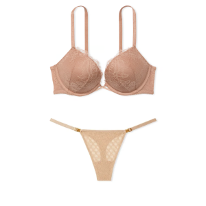 Комплект білизни Bombshell Add-2-Cups Rose Lace Push-Up Bra Set Praline