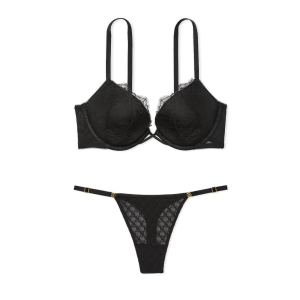 Комплект білизни Bombshell Add-2-Cups Rose Lace Push-Up Bra Set Black