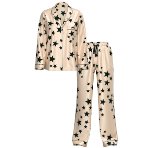 Піжама Glazed Satin Long Pajama Set Stars