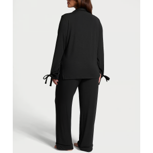Пижама Modal Soft Velvet-Trim Long Pajama Set Black