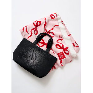 Сумка+плед Victoria's Secret Shine Tote Bag + Cozy Blanket Bow Print