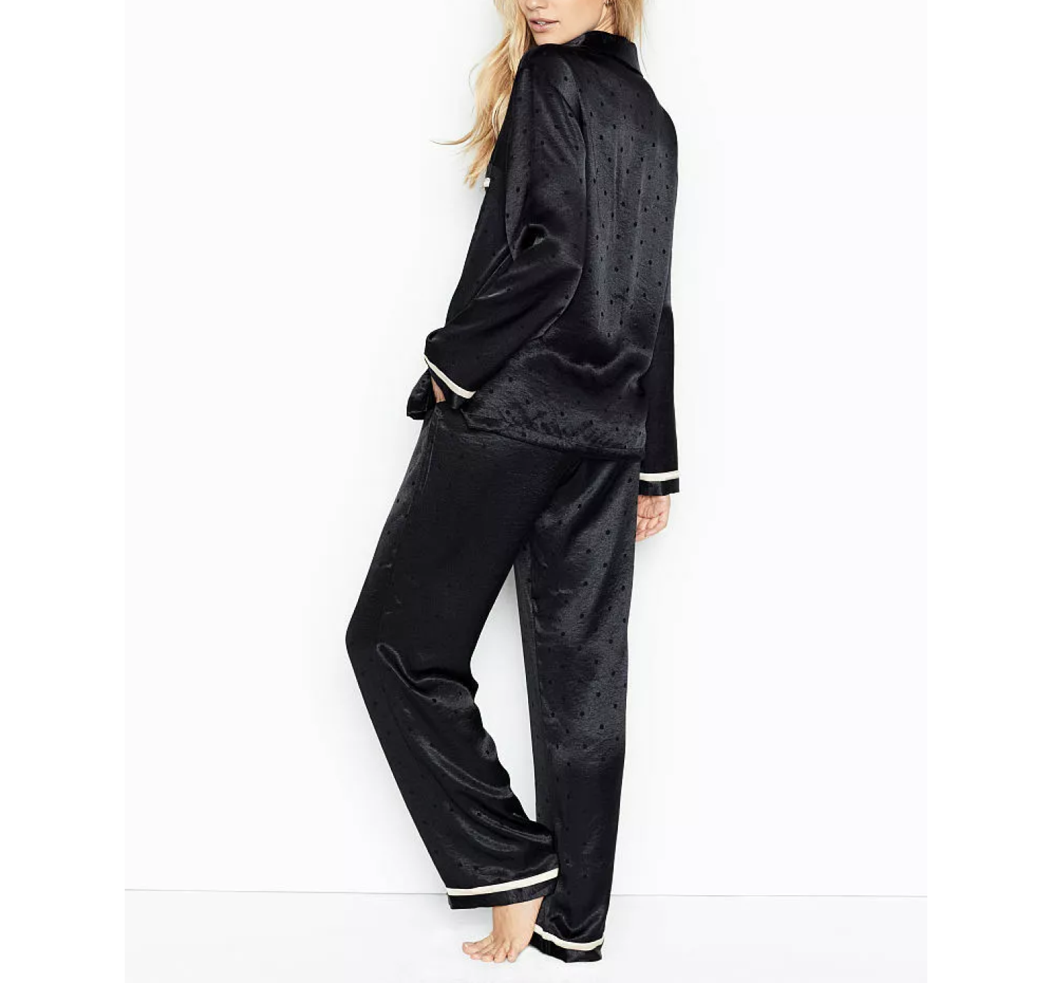 Сатинова піжама Satin Long Pajama Set Black