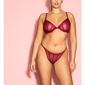 Комплект білизни Sheer Shine Unlined Low-Cut Demi Bra Set Campari Red