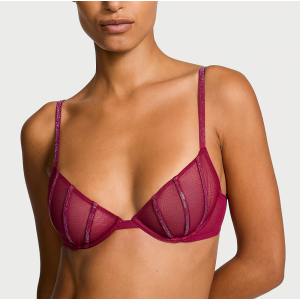 Комплект білизни Sheer Shine Unlined Low-Cut Demi Bra Set Campari Red