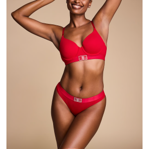 Трусики Logo Cotton Shine Patch Thong Panty Lipstick