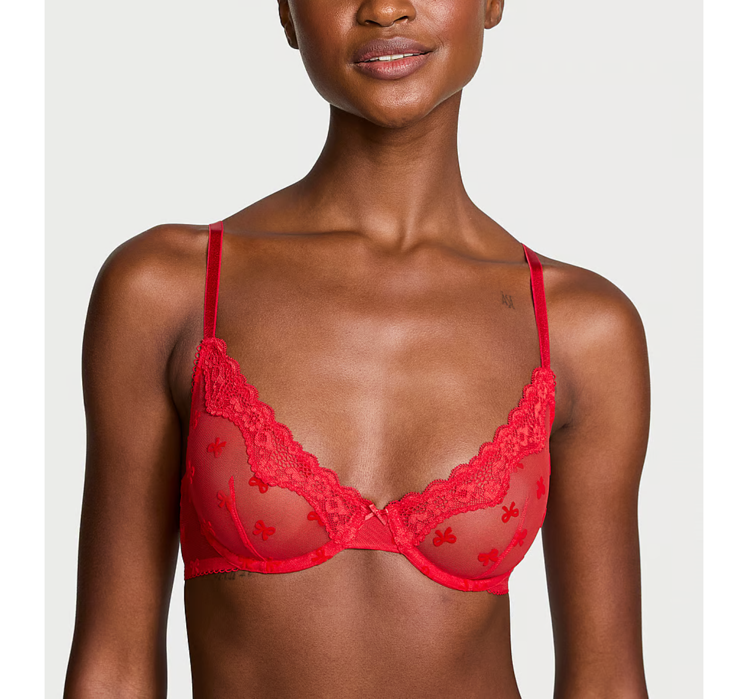 Комплект белья Tease Unlined Demi Bra Set Bright Vermillion Bows