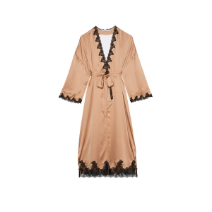 Сатиновый халат Victoria's Secret Satin & Rose Lace Open-Back Long Robe