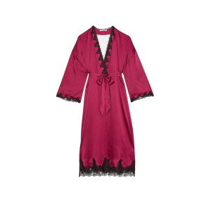 Сатиновий халат Victoria's Secret Satin & Rose Lace Open-Back Long Robe