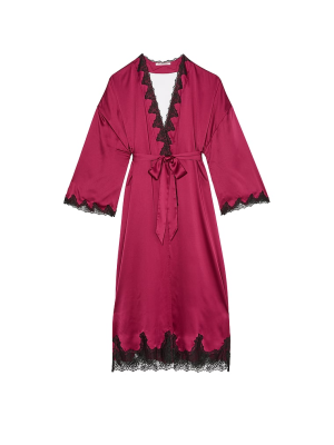 Сатиновый халат Satin & Rose Lace Open-Back Long Robe