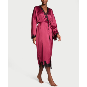 Сатиновий халат Victoria's Secret Satin & Rose Lace Open-Back Long Robe