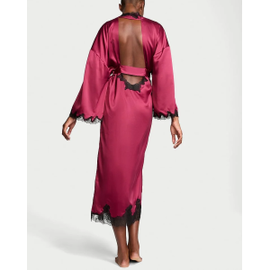 Сатиновий халат Victoria's Secret Satin & Rose Lace Open-Back Long Robe