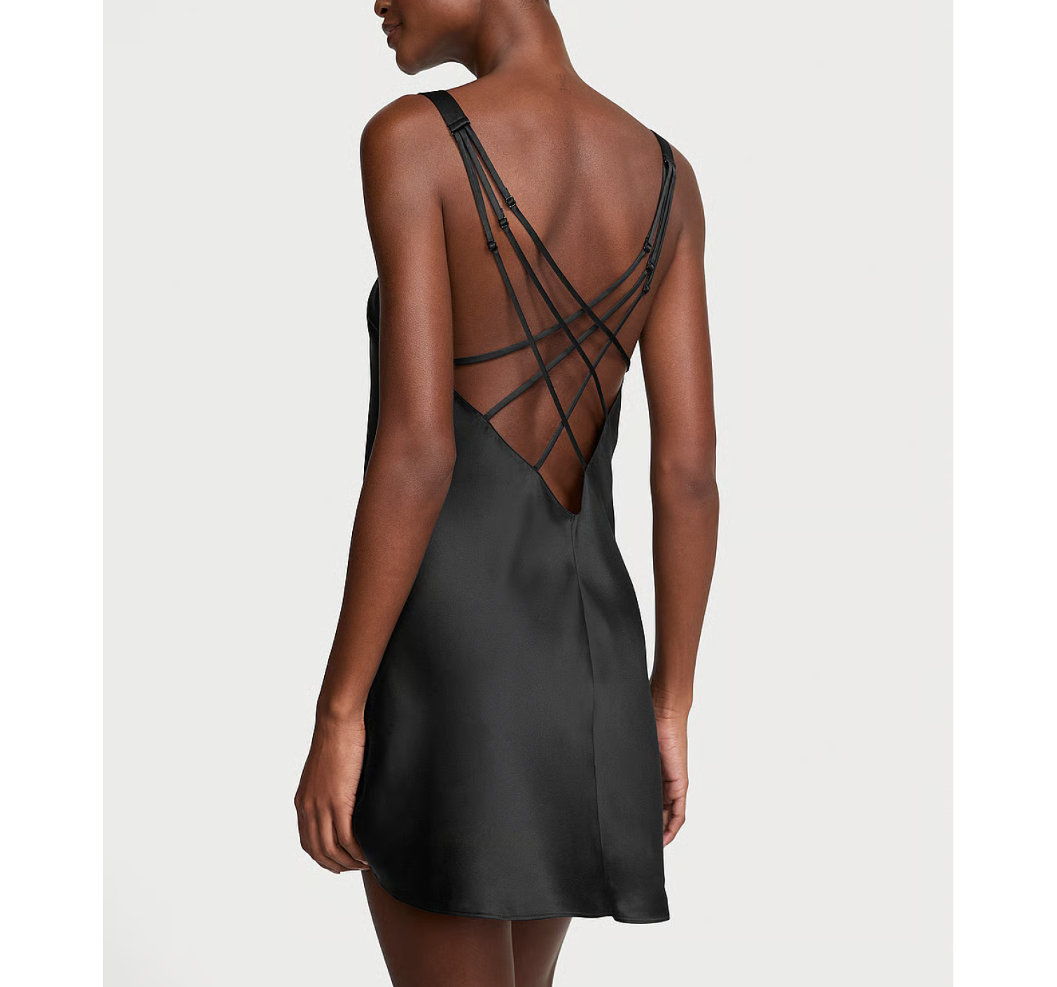 Пеньюар Scattered Shine Strap Satin Strappy-Back Slip Black