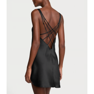 Пеньюар Scattered Shine Strap Satin Strappy-Back Slip Black