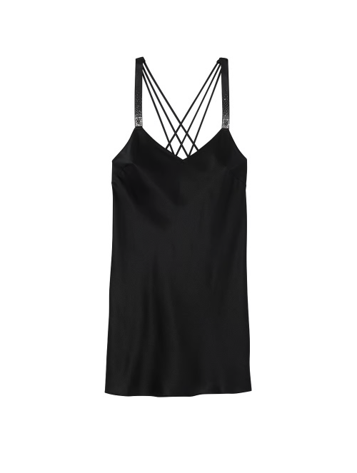 Пеньюар Scattered Shine Strap Satin Strappy-Back Slip Black