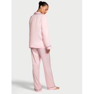 Пижама Glazed Satin Long Pajama Set Collar Embroidery