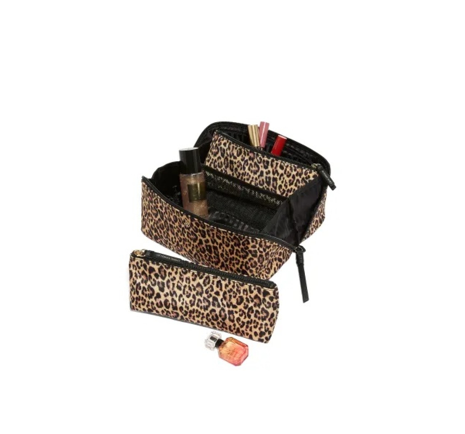 Косметичка Victoria's Secret 3-Piece Expandable Travel Makeup Bag Leopard