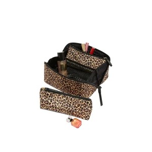 Косметичка Victoria's Secret 3-Piece Expandable Travel Makeup Bag Leopard