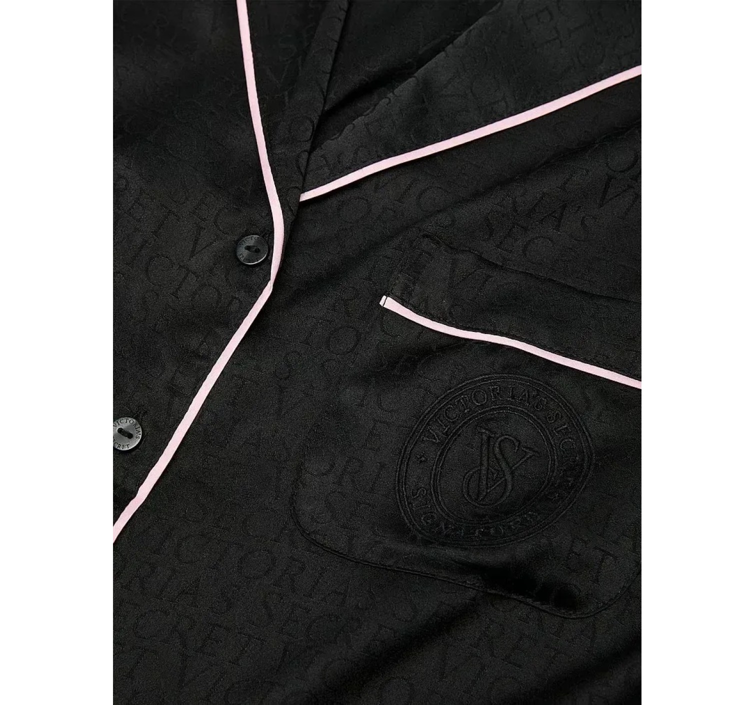 Піжама Glazed Satin Short Pajama Set Scrip Logo Black 
