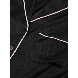 Піжама Glazed Satin Short Pajama Set Scrip Logo Black 