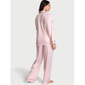 Піжама Glazed Satin Long Pajama Set Angel Pink Stripe