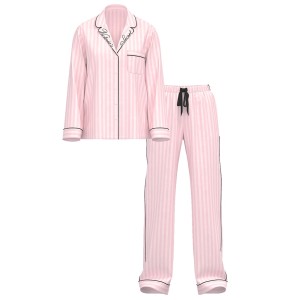 Піжама Glazed Satin Long Pajama Set Angel Pink Stripe