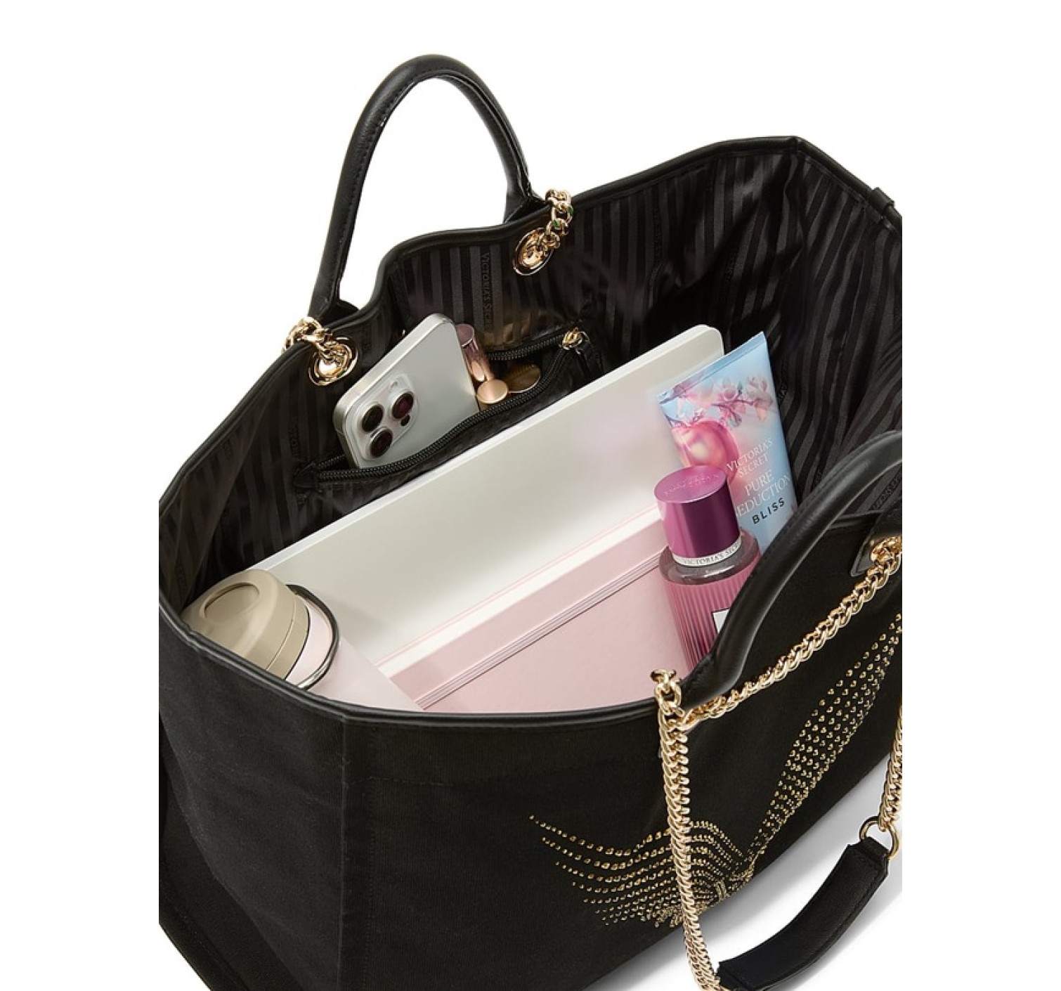 Сумка Backstage Double Handle Tote Black Gold Rhinestone