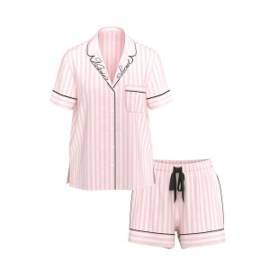 Піжама Flannel Short Pajama Set Pink Stripe Print