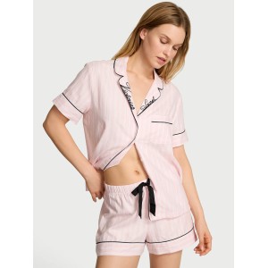 Піжама Flannel Short Pajama Set Pink Stripe Print