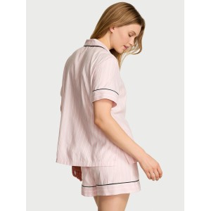 Піжама Flannel Short Pajama Set Pink Stripe Print