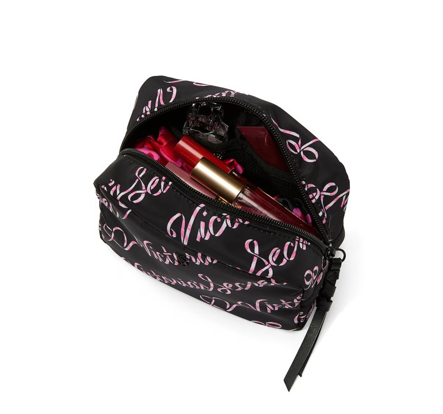 Косметичка Victoria's Secret Travel Makeup Bag Black Candycane Script