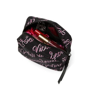 Косметичка Victoria's Secret Travel Makeup Bag Black Candycane Script