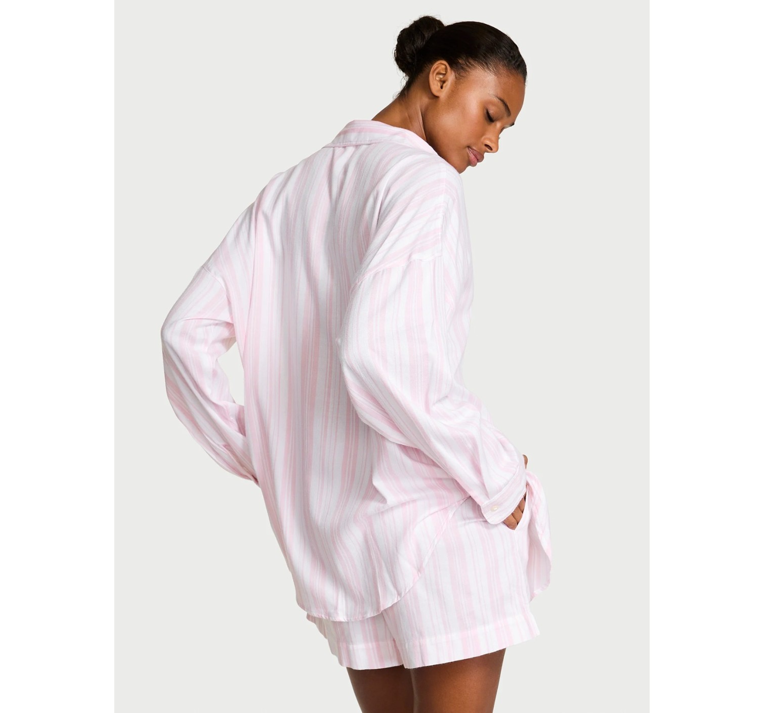 Піжама Victoria's Secret Modal-Cotton Long-Sleeve Short Pajama Set Angel Pink Stripe