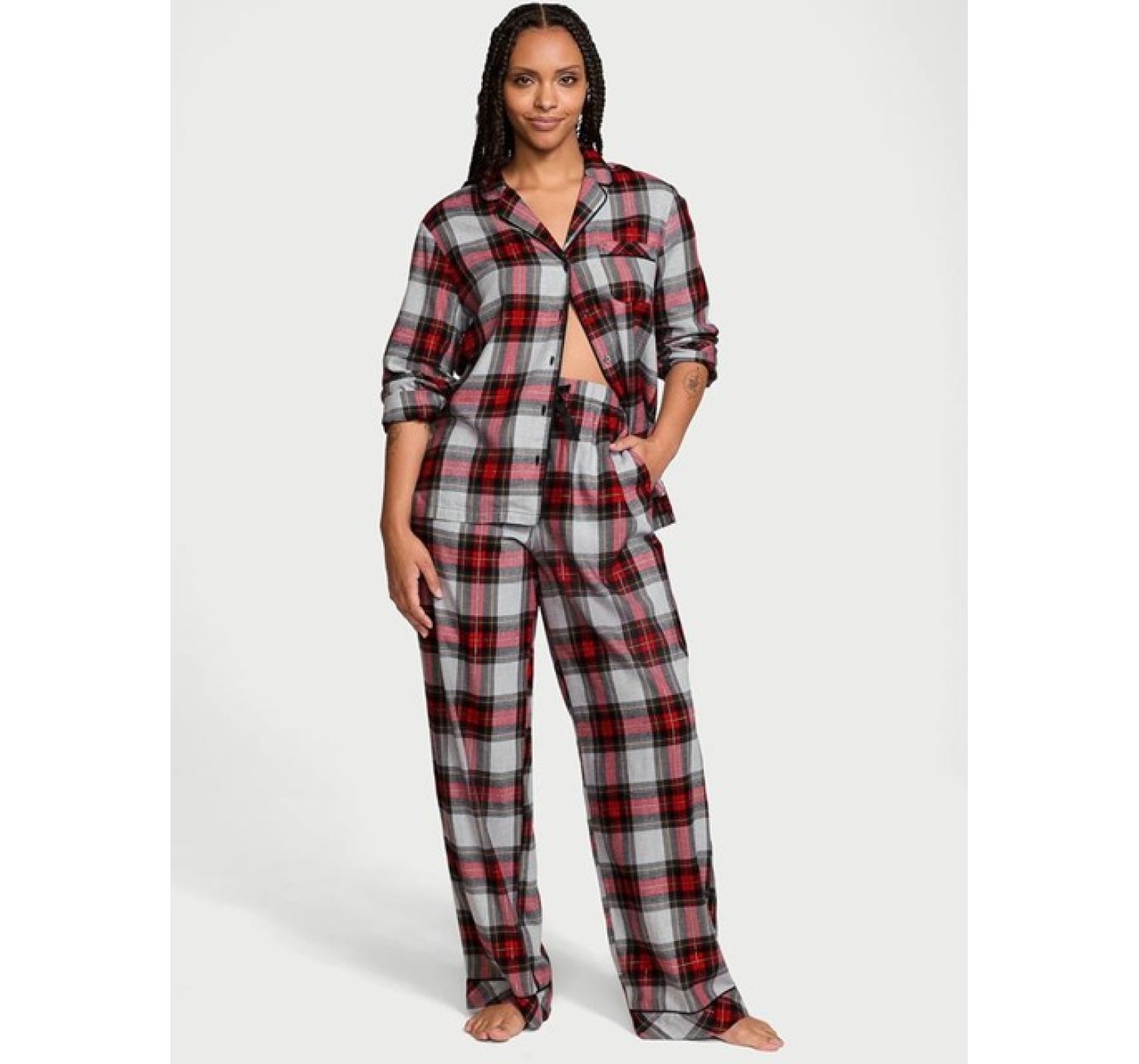 Піжама Flannel Long Pajama Set Plaid Print