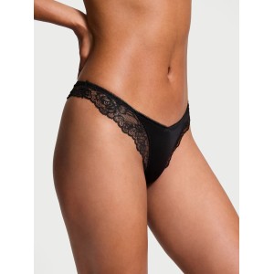 Трусики Victoria's Secret Very Sexy Rose Lace-Trim High-Leg Thong Panty Black