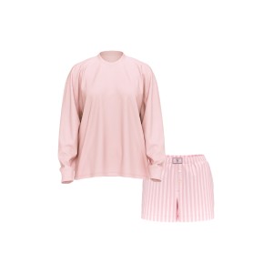 Пижама Victoria's Secret Flannel Long-sleeve Short Tee-Jama Set Pretty Blossom Stripes