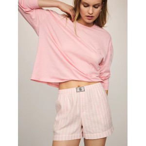 Пижама Victoria's Secret Flannel Long-sleeve Short Tee-Jama Set Pretty Blossom Stripes