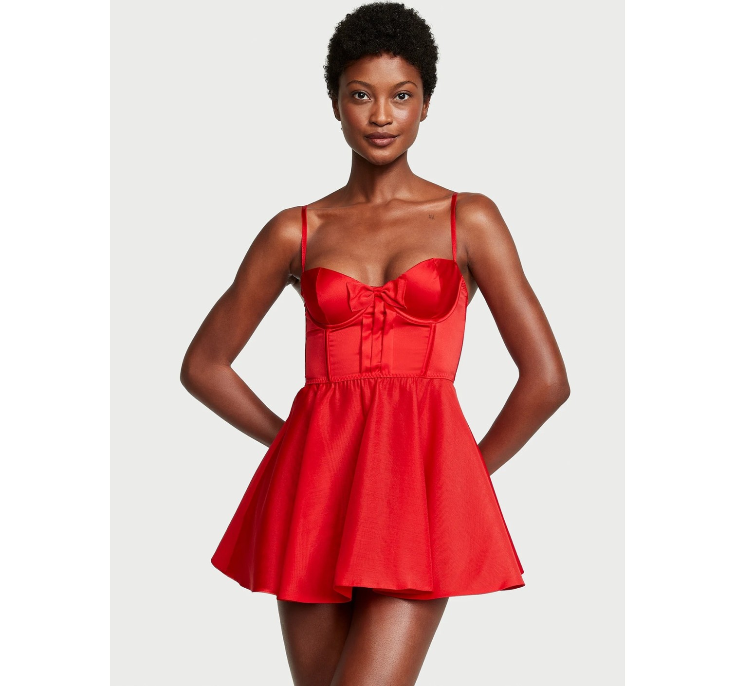 Пеньюар Вікторія Сікрет Lipstick Bow-Topped Bustier Slip Dress 
