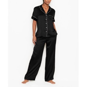 Сатинова піжама VS Black Satin Short-sleeve PJ Set