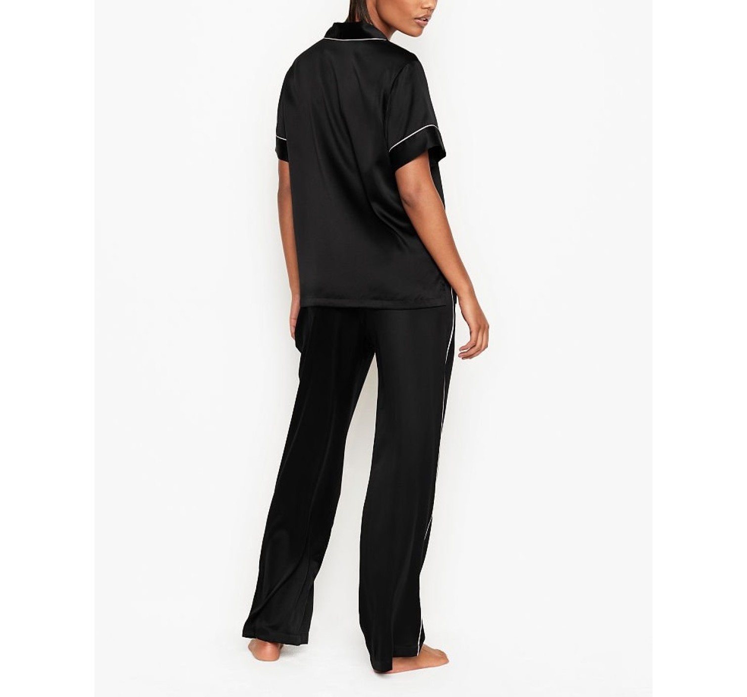 Сатинова піжама VS Black Satin Short-sleeve PJ Set