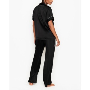Сатинова піжама VS Black Satin Short-sleeve PJ Set