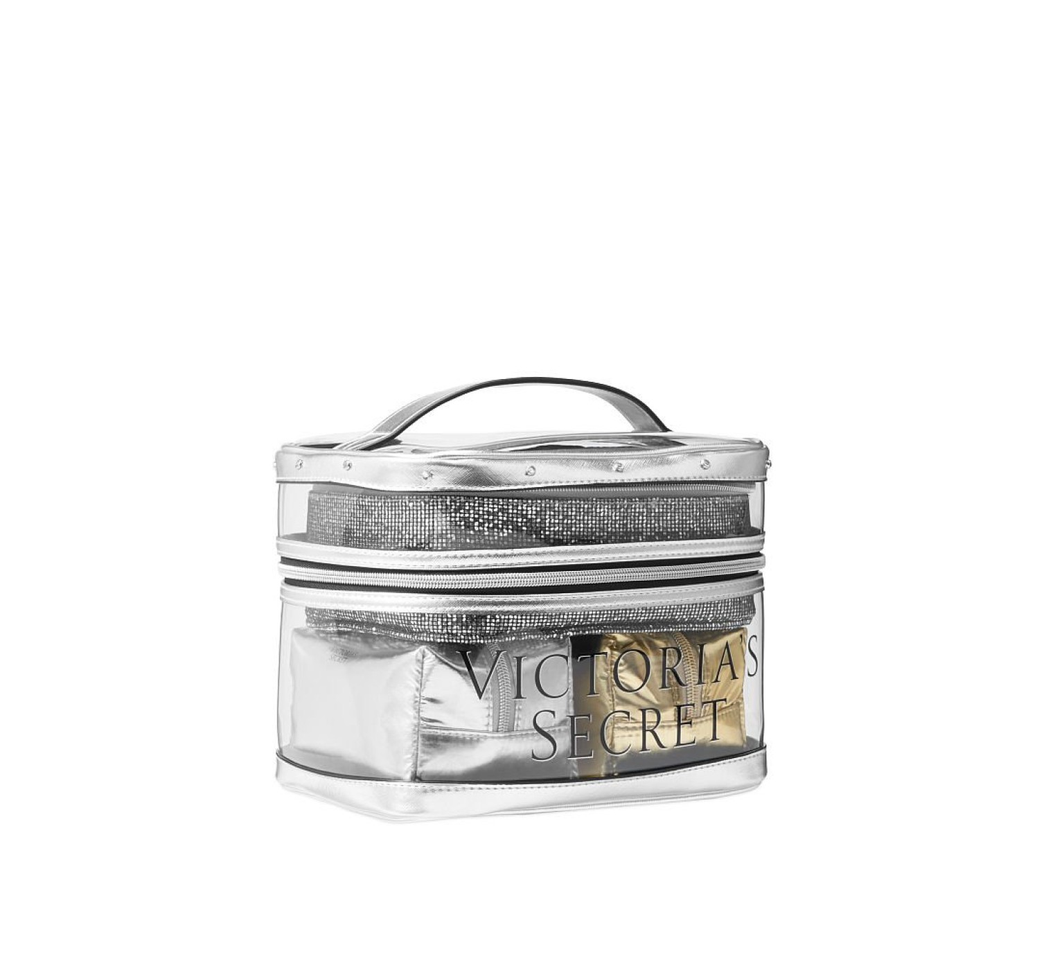 4 в 1 VICTORIA'S SECRET Metallic Sparkle Train case