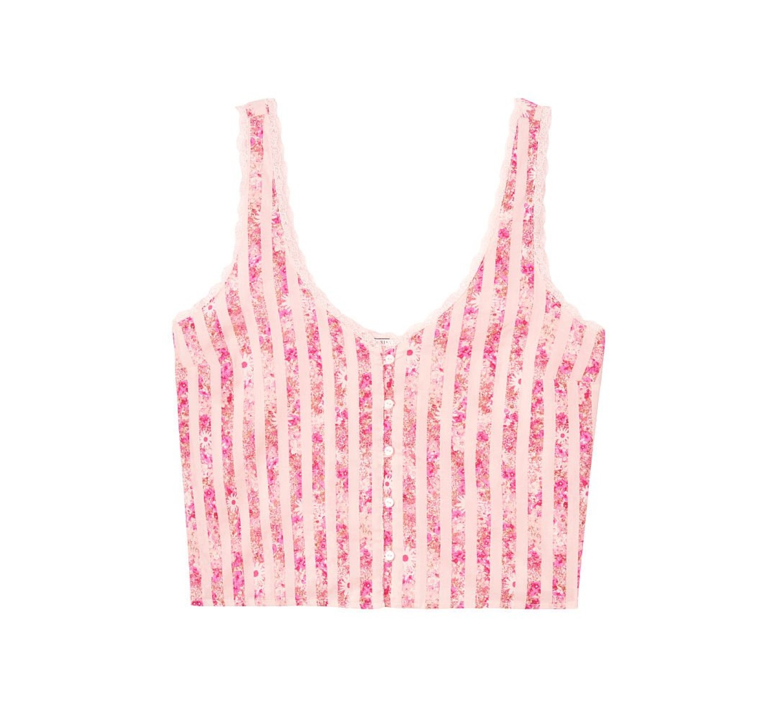 Пижама Victoria’s Secret Cotton Short Cami PJ Set Pink Stripes Flower print