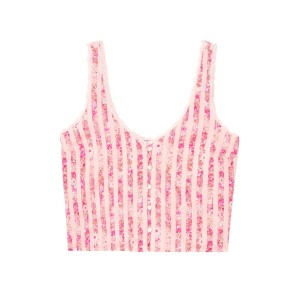 Пижама Victoria’s Secret Cotton Short Cami PJ Set Pink Stripes Flower print