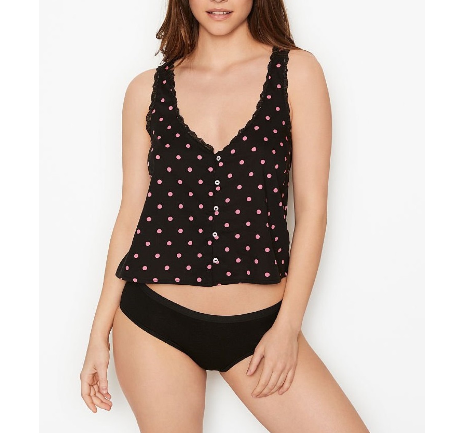 Піжама Victoria's Secret Cotton Short Cami PJ Set Pink Dot &amp; Lace