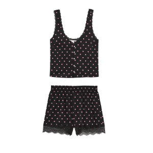 Піжама Victoria's Secret Cotton Short Cami PJ Set Pink Dot &amp; Lace