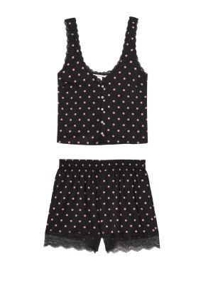 Піжама Victoria's Secret Cotton Short Cami PJ Set Pink Dot &amp; Lace