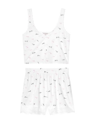 Піжама Victorias Secret Cotton Short Cami PJ Set White &  Lace