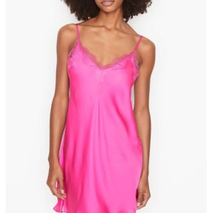 Пеньюар Victoria's Secret Satin Slip Lace Fuchsia